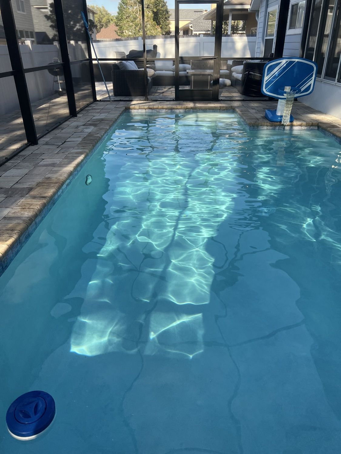Clear raised spa and pool after service